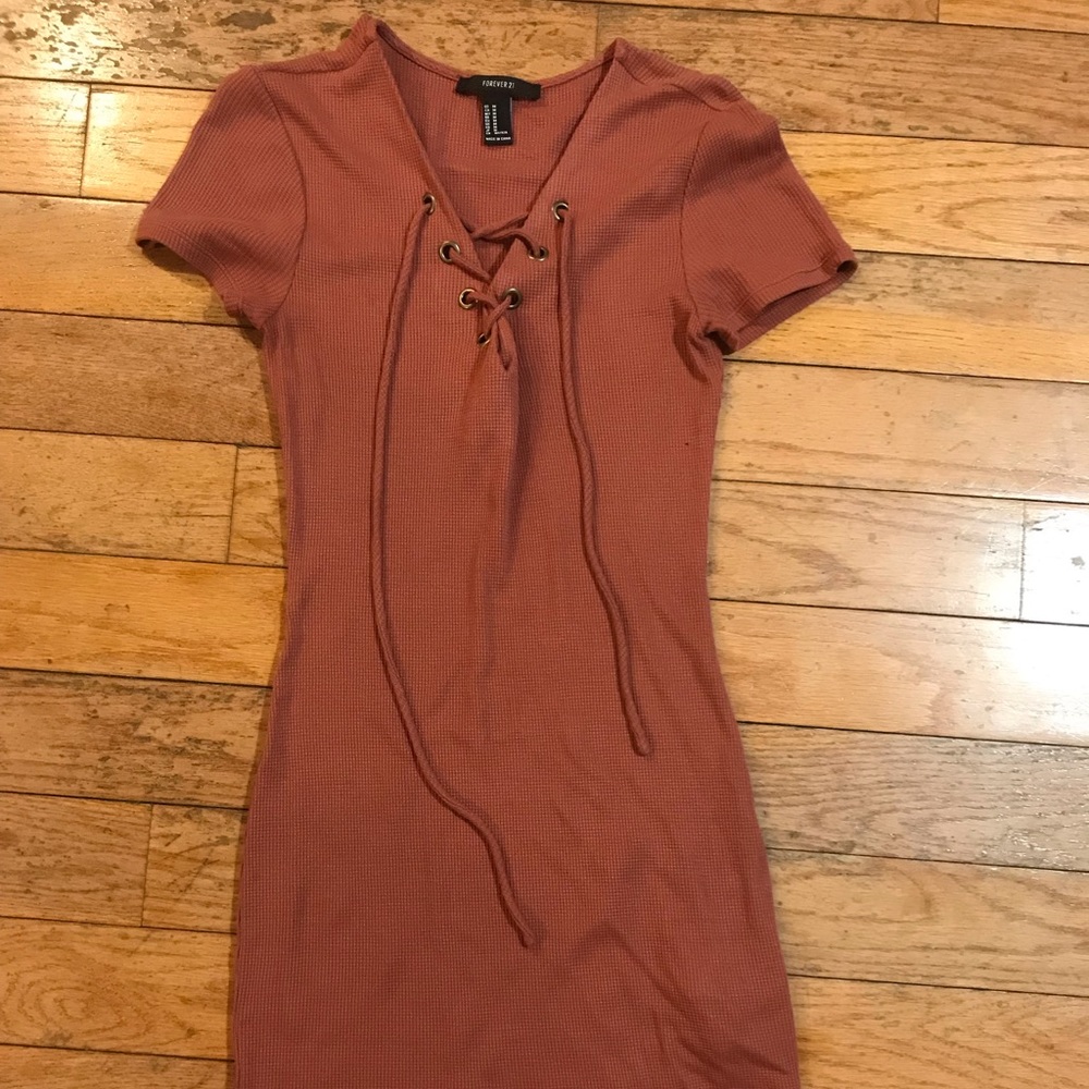 NWOT Dark Pink Forever 21 Lace Up Dress, M